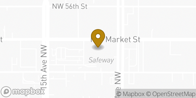 Map showing the location of Starbucks in Seattle, WA 98107