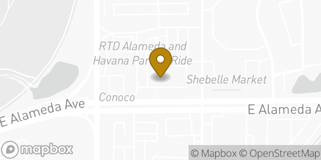 Map showing the location of Walgreens in Aurora, CO