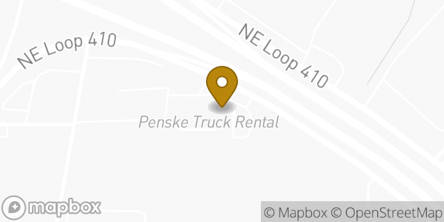 Map showing the location of Penske Used Truck Center in San Antonio, TX 78219