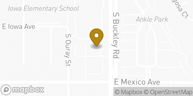 Map showing the location of Amazon Locker - Geyser in Aurora, CO 80017