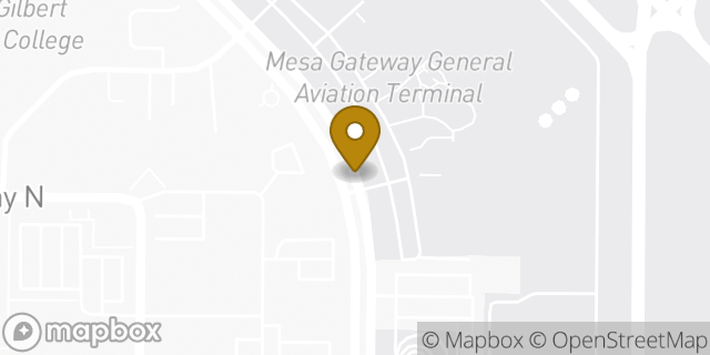 Map showing the location of Mesa - Gateway Aviation Services (Private Flights Only) in Mesa, AZ 85212