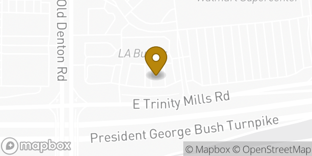 Map showing the location of George Bush & Old Denton in Carrollton, TX 75006