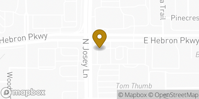 Map showing the location of Bank of America Financial Center & Drive-Thru ATM | Josey/Hebron in Carrollton, TX 75007