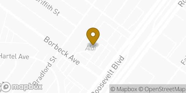 Map showing the location of Aldi in Philadelphia, PA 19152