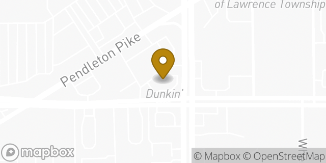 Map showing the location of Dunkin' in Indianapolis, IN 46226