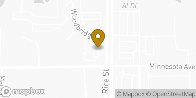 Map showing the location of ATM Speedway in Roseville, MN 55113