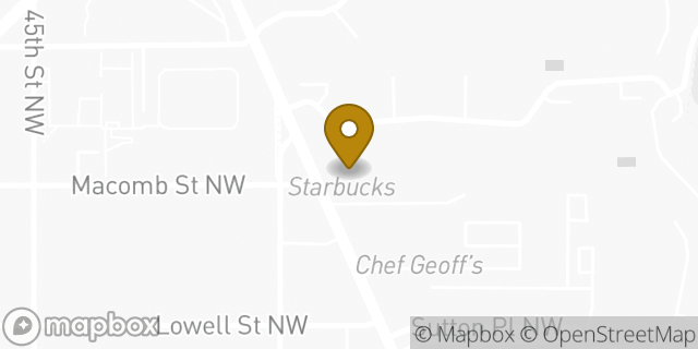 Map showing the location of Starbucks in Washington, DC 20016