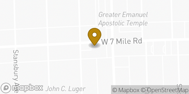 Map showing the location of Amazon Locker - Colombo in Detroit, MI 48235