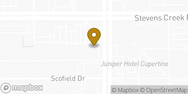 Map showing the location of Starbucks in Cupertino, CA 95014