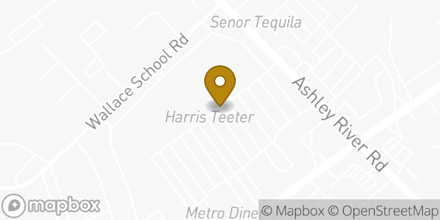 Map showing the location of Starbucks in Charleston, SC 29407