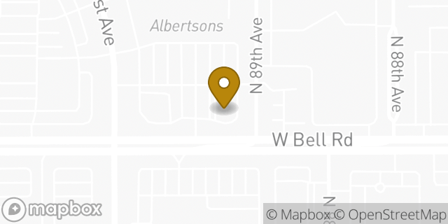 Map showing the location of Bell & 89th in Peoria, AZ 85382