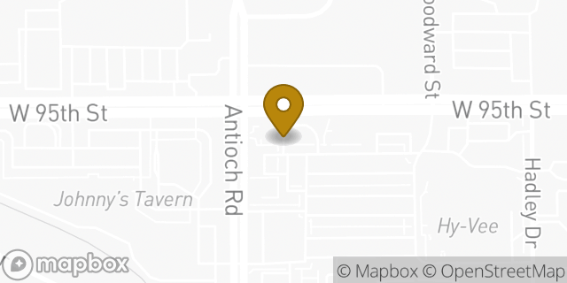 Map showing the location of AutoZone in Overland Park, KS 66212