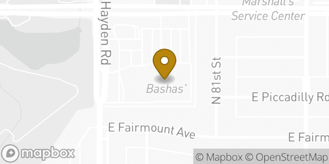Map showing the location of ATM Bashas in Scottsdale, AZ 85251