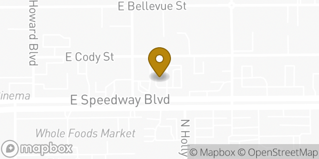 Map showing the location of Dunkin' in Tucson, AZ 85716