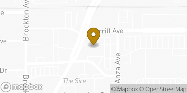 Map showing the location of Bank of America in Riverside, CA 92506