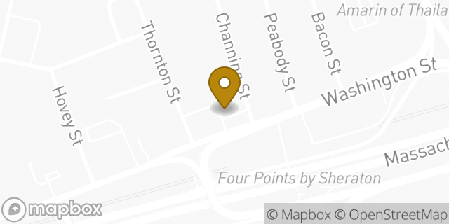 Map showing the location of Dunkin' in Newton, MA 02458