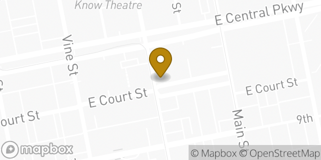 Map showing the location of Starbucks in Cincinnati, OH 45202