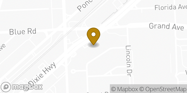 Map showing the location of Hertz Car Rental - Miami, Coral Gables - South Miami HLE in Coral Gables, FL 33133