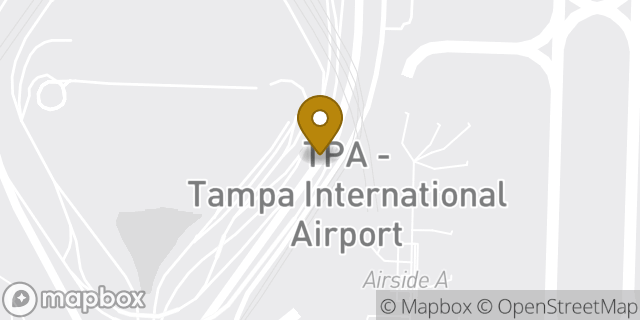 Map showing the location of TPA - Tampa International Airport in Tampa, FL 33607