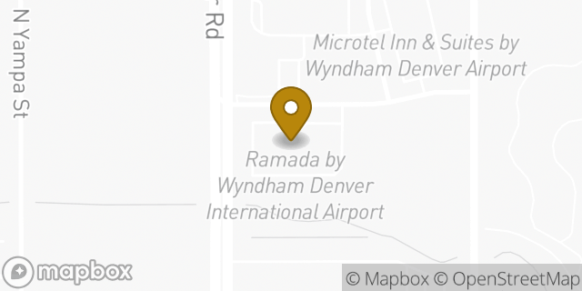 Map showing the location of Ramada by Wyndham Denver International Airport in Denver, CO 80249
