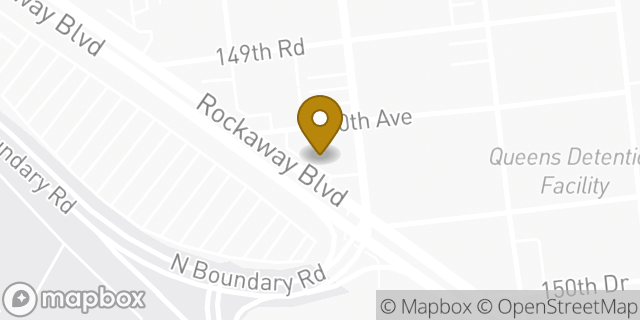 Map showing the location of Dunkin' in Jamaica, NY 11434