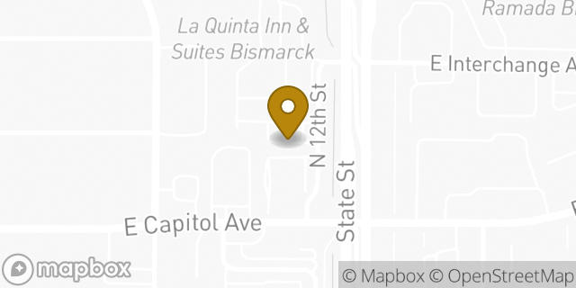 Map showing the location of Starbucks in Bismarck, ND 58501