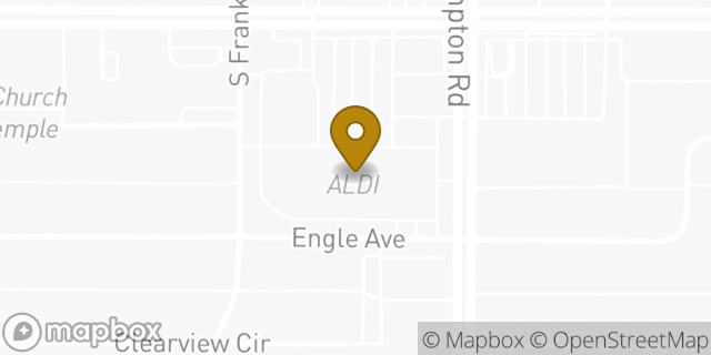 Map showing the location of Aldi in Dallas, TX 75233