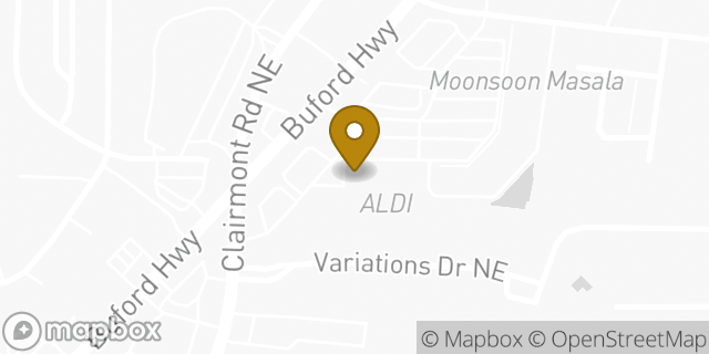 Map showing the location of Aldi in Atlanta, GA 30345