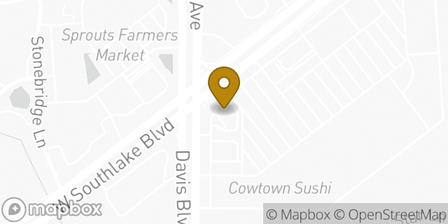Map showing the location of Dunkin' in Southlake, TX 76092