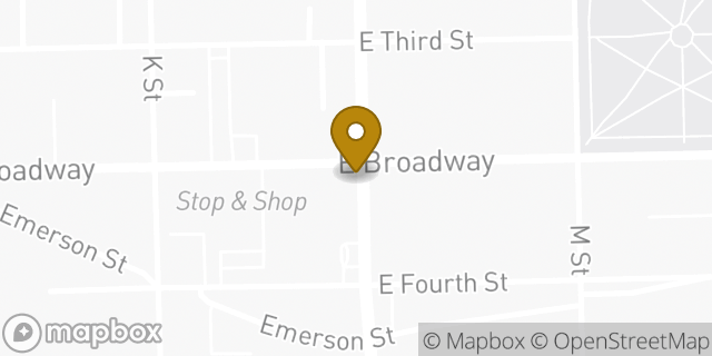Map showing the location of Starbucks in South Boston, MA 02127