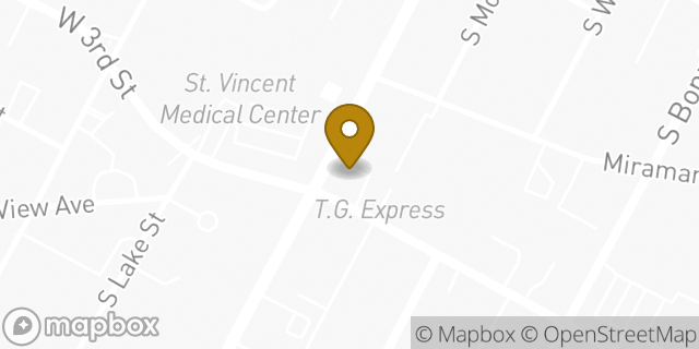 Map showing the location of Starbucks in Los Angeles, CA 90057