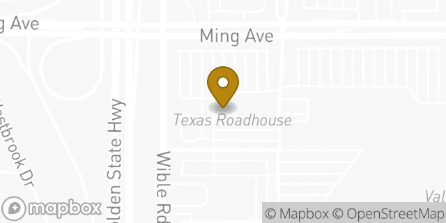 Map showing the location of Texas Roadhouse in Bakersfield, CA 93304
