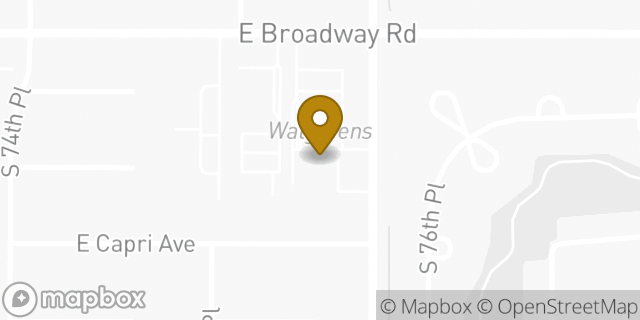 Map showing the location of Subway in Mesa, AZ 85208