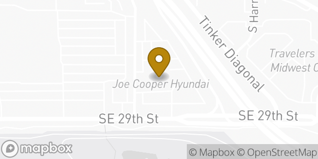 Map showing the location of Joe Cooper Hyundai of Midwest City in Midwest City, OK 73110