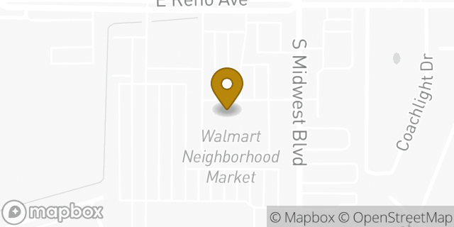 Map showing the location of Walmart Neighborhood Market in Midwest City, OK 73110