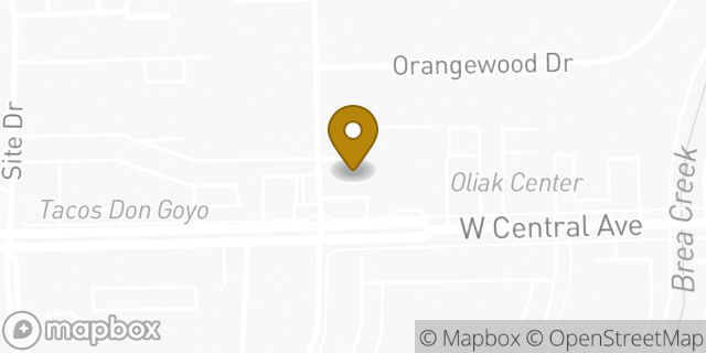 Map showing the location of Amazon Locker - Deryn in Brea, CA 92821