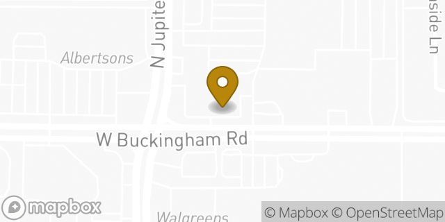 Map showing the location of Chase Bank in Garland, TX 75042