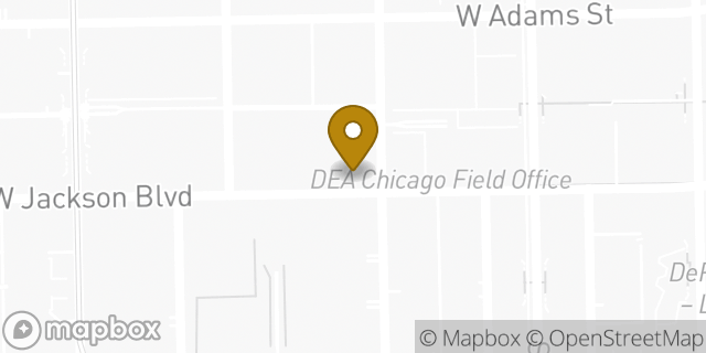 Map showing the location of Starbucks Coffee Company in Chicago, IL 60604
