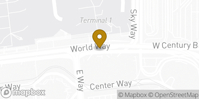 Map showing the location of LAX International Terminal Baggage Claim in Los Angeles, CA 90045