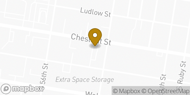 Map showing the location of Dunkin' in Philadelphia, PA 19139