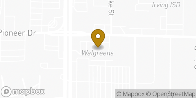 Map showing the location of Walgreens in Irving, TX