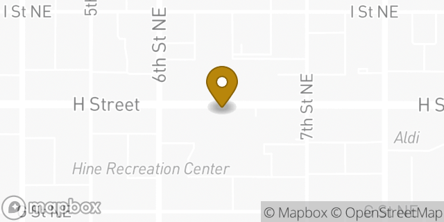 Map showing the location of Starbucks in Washington, DC 20002