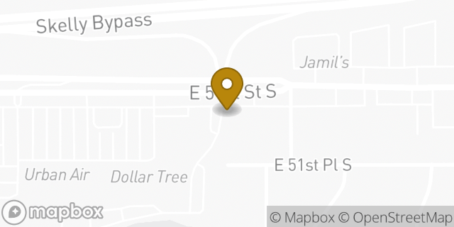 Map showing the location of OneMain Financial in Tulsa, OK 74135