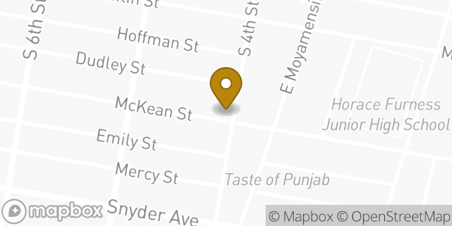 Map showing the location of Dunkin' Donuts in Philadelphia, PA 19148