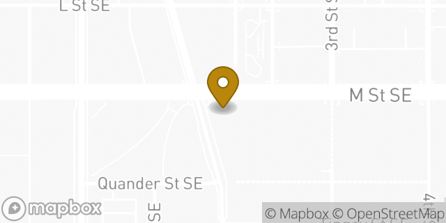 Map showing the location of Starbucks in Washington, DC 20590
