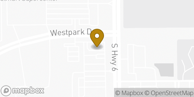 Map showing the location of Westpark & Hwy 6 in Houston, TX 77082