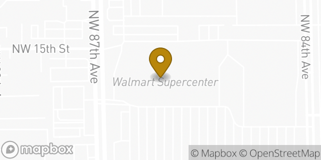 Map showing the location of Walmart Supercenter in Doral, FL 33126