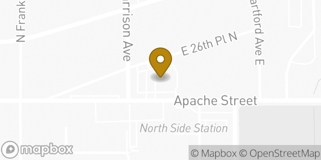 Map showing the location of Chase Bank in Tulsa, OK 74106