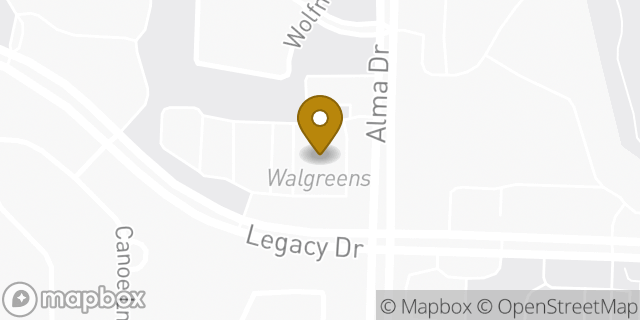 Map showing the location of ATM Walgreens in Plano, TX