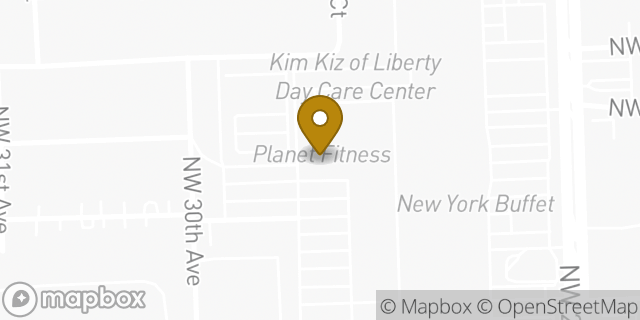 Map showing the location of Planet Fitness in Miami, FL 33147